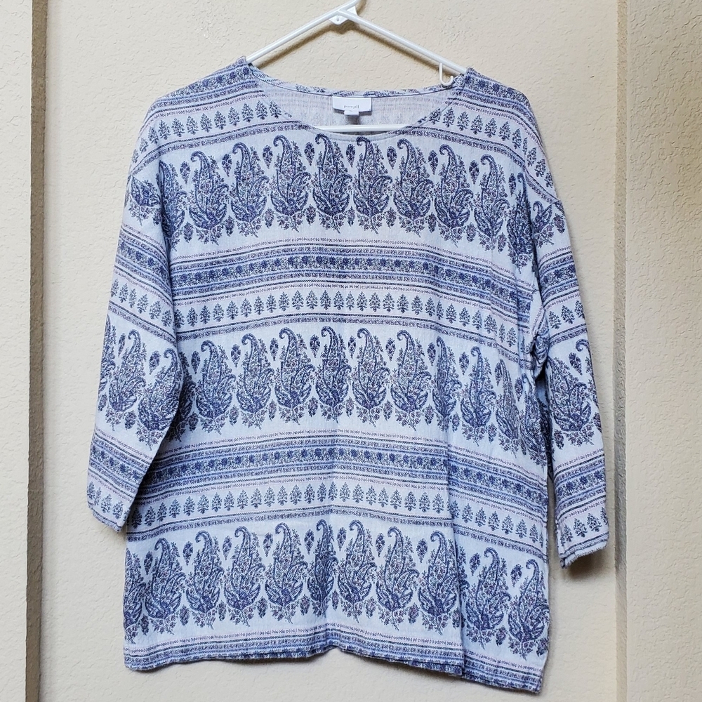 J. Jill Hemp 3/4 Sleeve Top. Size Small
